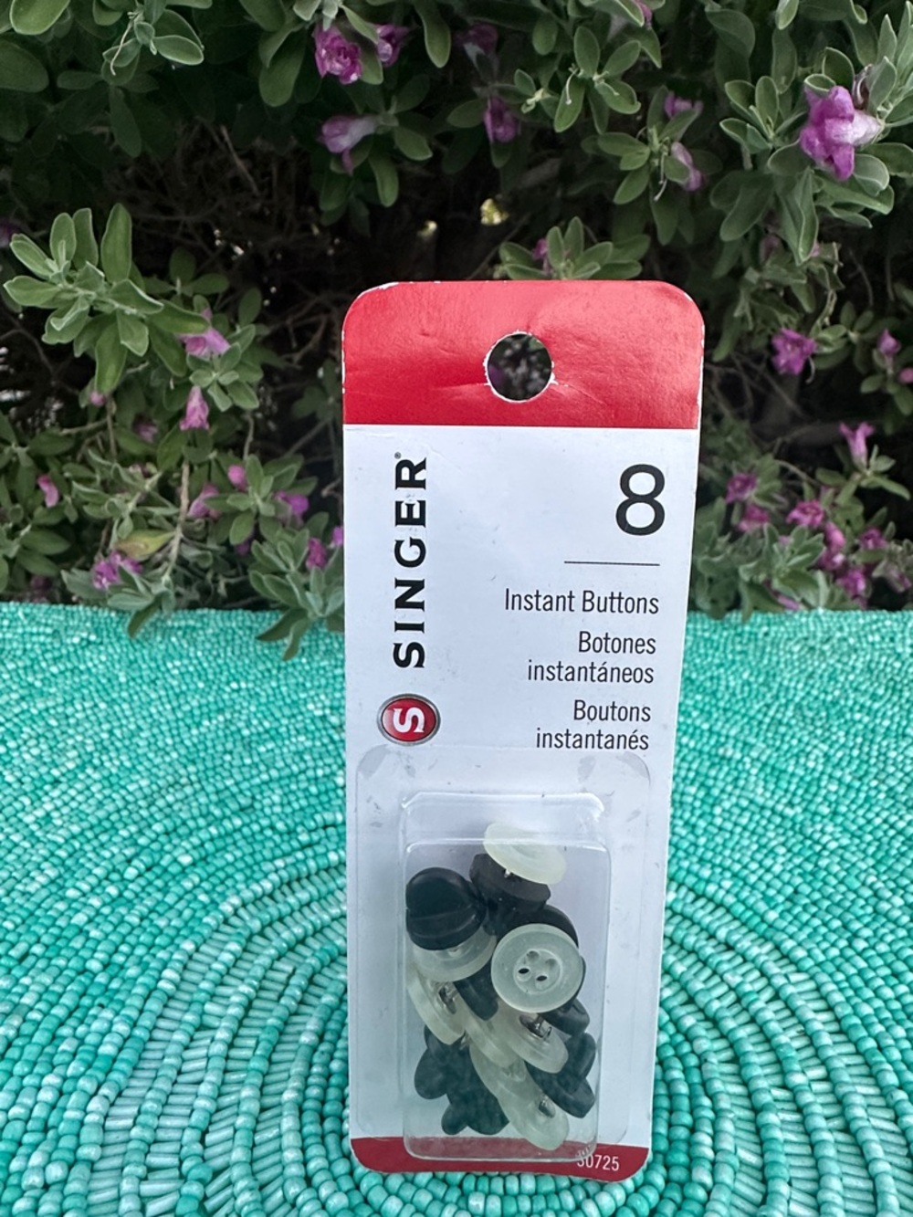 Singer Instant Buttons 8/Pkg-White-brand new/never used/originally packed.